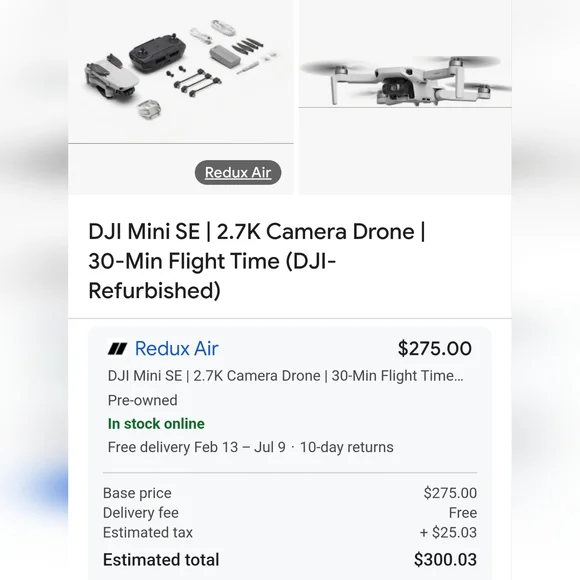 DJI Mini SE Gray Camera Drone | 2.7K | 30-Min Flight Time - Picture 1 of 4